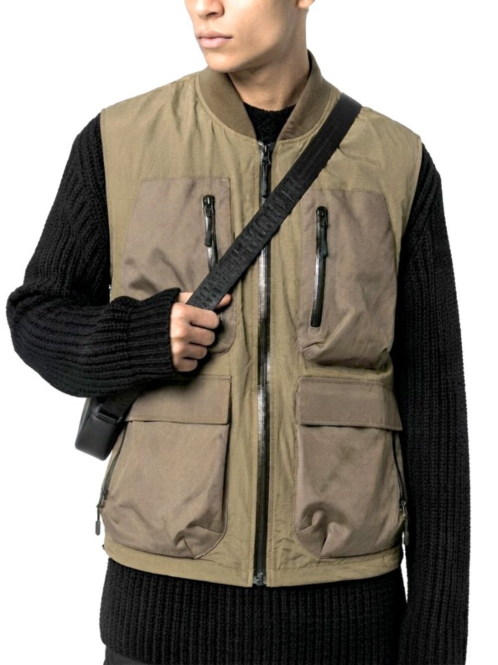 John Elliott Khaki and Brown Utility Vest